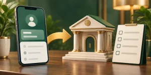 Minh họa quy trình rút tiền trên điện thoại